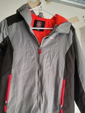 Swiss Tech Gray and Red BOY’s 10/12 Raincoat with Hood